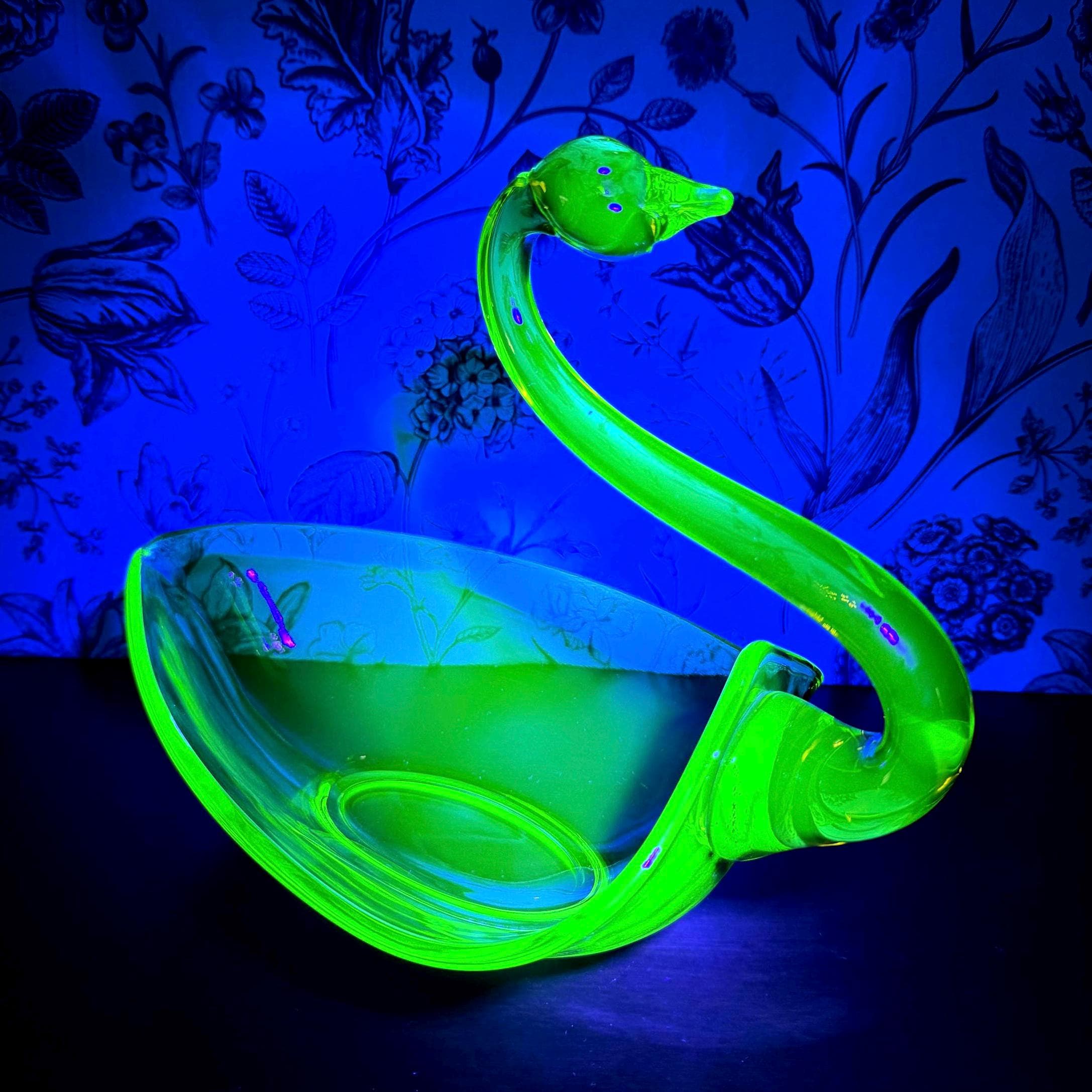 Uranium Glass Swan - Etsy