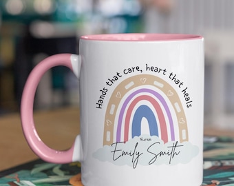 Taza personalizada para enfermera, taza de café personalizada con nombre de enfermera