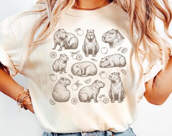 Capybara and Oranges T-shirt, Retro Y2K Comfort Colors Tee