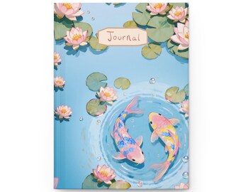 Koi Fish Hardcover Journal, Matte Cover | Fish Pond Notebook