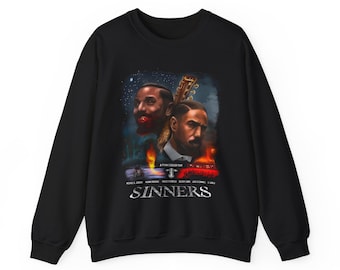 Sinners Portrait Crew Neck Sweatshirt | Dubbla ansikten, gitarrkonstverk
