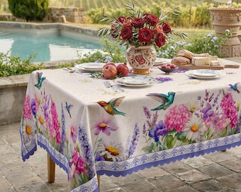 Original vintage Floral spring tablecloth, durable and easy to clean, suitable for home decor