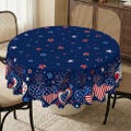 Fourth of July Tablecloth - Patriotic Red White Blue Heart Stars Fireworks Border, Americana Independence Day BBQ Picnic Dining Decor product logo