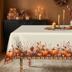 Höstpumpaduk Höstlöv Tallkottar Skörd Bordduk Thanksgiving Matdekoration