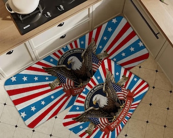 USA 250th Anniversary Eagle Rug, Vintage Americana Independence Day Floor Mat