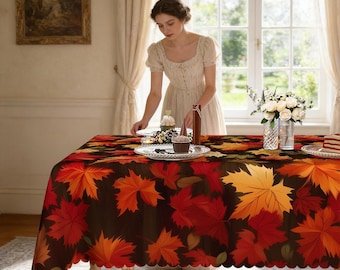 Autumn Maple Leaf Tablecloth – Waterproof Polyester Fall Decor
