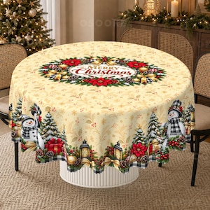 Julsnögubbeduk: Rutig kant, julstjärna, tall (vinterdekor)