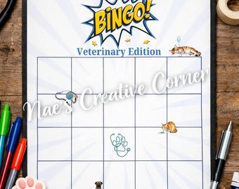 Veterinary Bingo Fillable Template | Vet Office Game | Veterinary Team Building Activity | Digital Download PDF