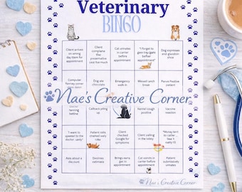 Veterinary Bingo Card | Funny Vet Clinic Team Game (Digital Download)