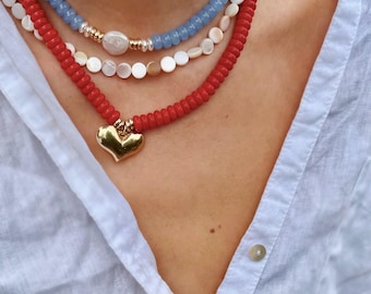 Sky Blue Hammered Pearl Choker