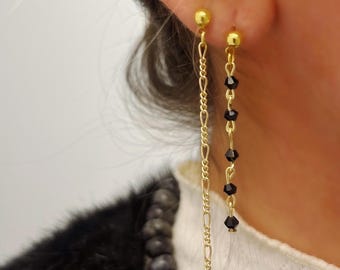 Black Bead Drop Earrings