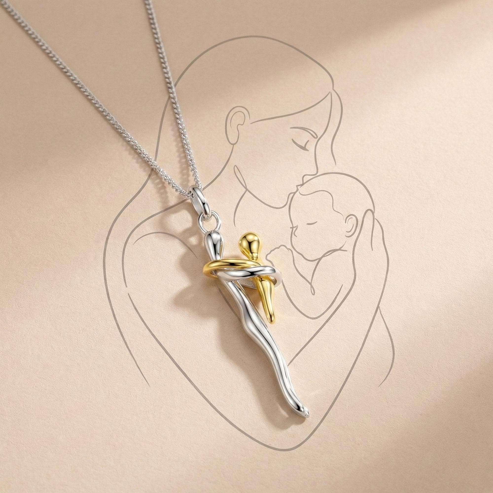 Collana Abbraccio Unisex – Ciondolo Con Due Figure Che Si Abbracciano, Realizzata In Materiale Ipoallergenico, Idea Regalo Per San Valentino E Anniversari
