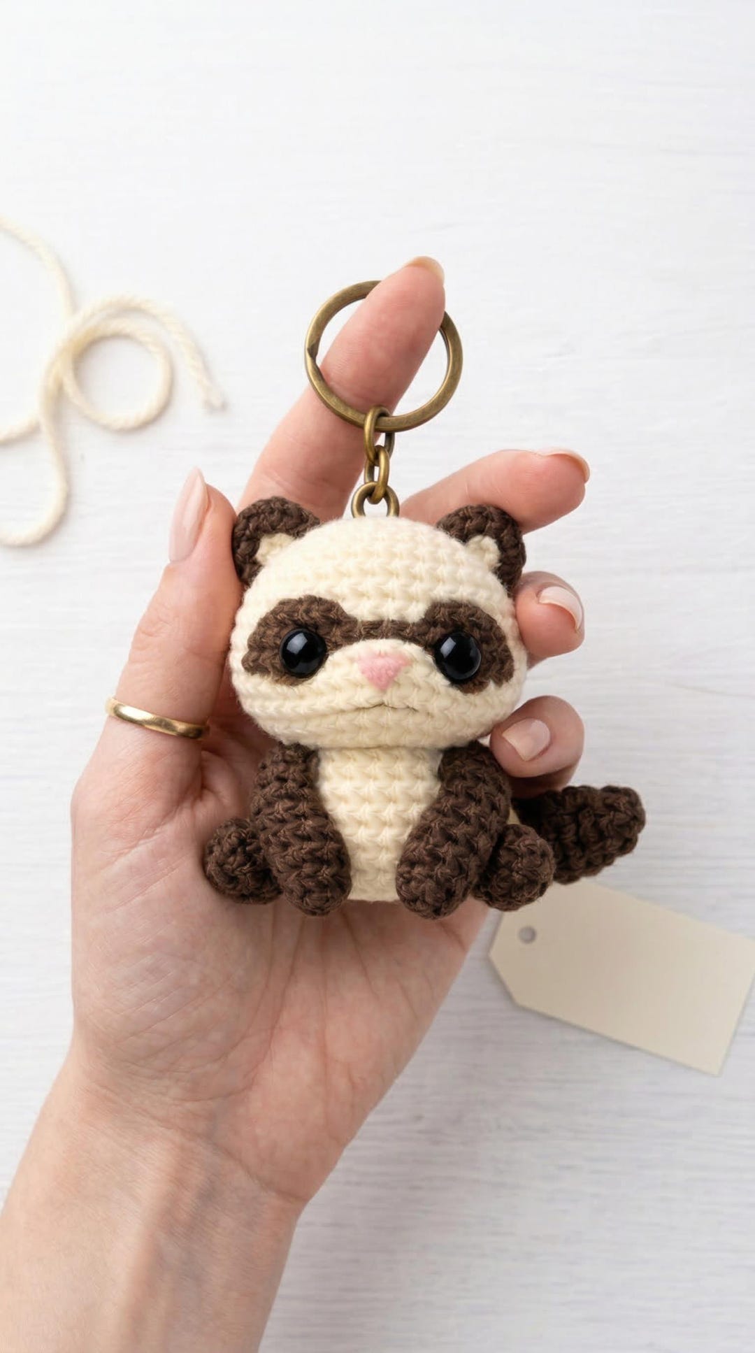 Weasel Key Chain Crochet Ferret Keychain, Amigurumi Weasel Bag Charm, Cute Brown Mask ...