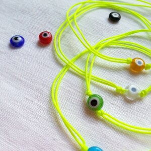 evil eye string bracelet / neon yellow string bracelet / evil eye bracelet/ friendship bracelet with evil eye/ lucky charms bracelet image 4