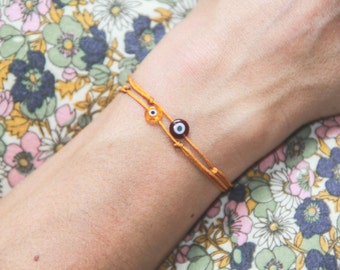 evil eye string bracelet / mustard string bracelet / adjustable evil eye bracelet/ lucky charms bracelet / friendship bracelet