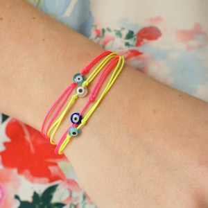 evil eye string bracelet / neon yellow string bracelet / evil eye bracelet/ friendship bracelet with evil eye/ lucky charms bracelet image 5