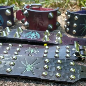 Spiders, scorpions, bat skeleton leather cuff