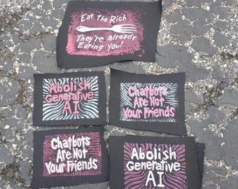 two color patches, combination block print and hand painted