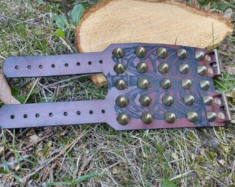 two strap rib cage leather cuff