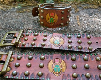 Scarab leather cuff (clearance)