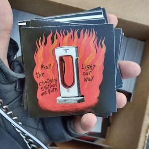 set of 5 may the charging stations we burn light our way vinyl stickers, free US shipping imagem 1