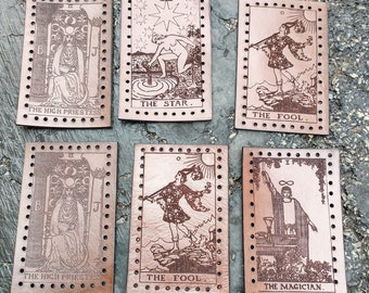 laser engraved tarot card leather patches