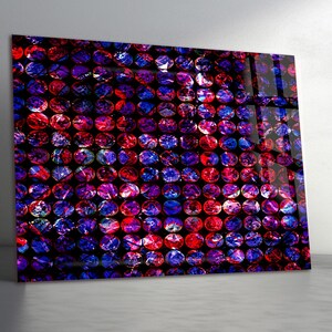 Väggkonst i härdat glas - Blå rubin diamant - Extra stor safirjuvel - Modern 3D-målning i glas - Unik konstgåva för hemmet