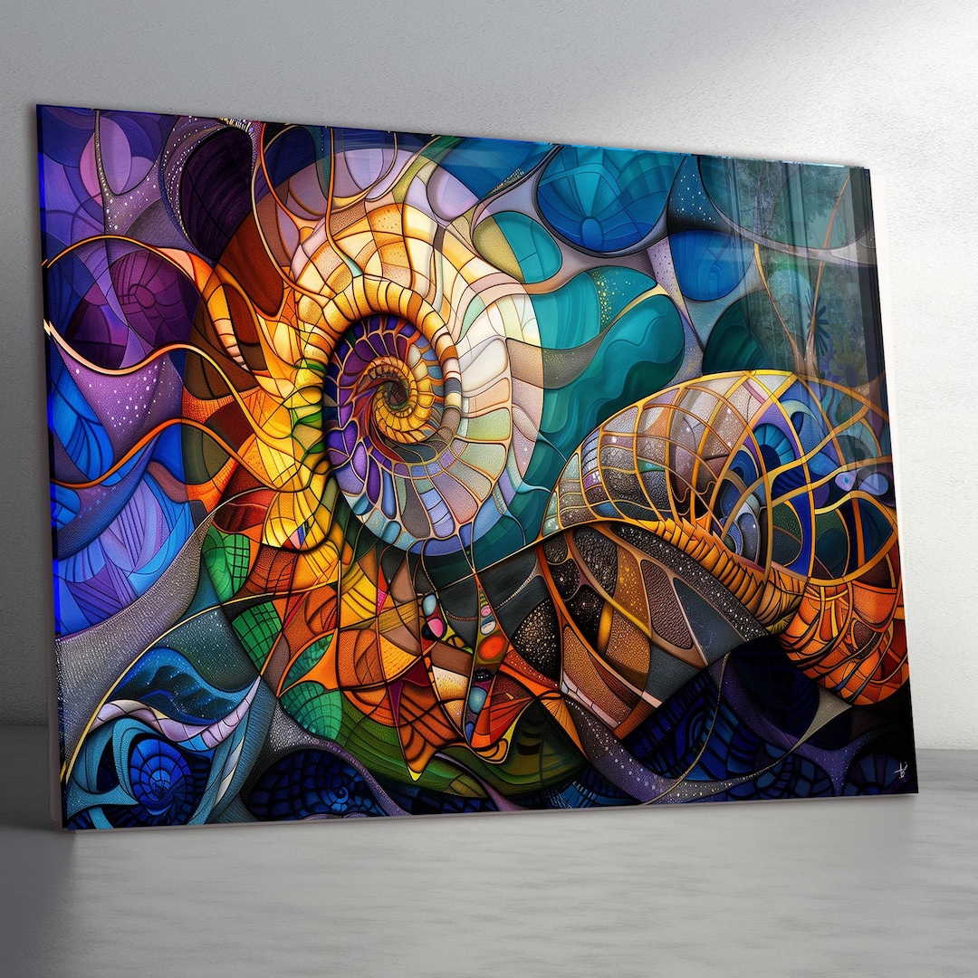 Tempered Glass Wall Art - Extra Large Wall Art - Abstract Nautilus ...