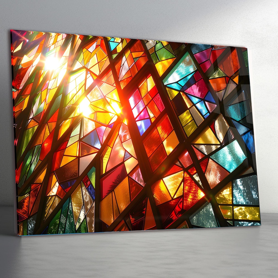 Tempered Glass Wall Art - Sunlit Stained Glass - Extra Large Detailed ...