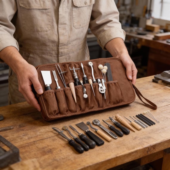 Leather working tools, Leather tools set, Leather craft kit tools, Leather working kit, Leather crafting supplies, Gift for leather worker