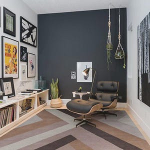 Hand-Tufted Wool Chevron Area Rug – Geometric Zigzag Carpet, Neutral Tones