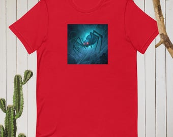 Camiseta unisex premium de manga corta con gráfico de araña llamativo / Camiseta de algodón suave / Ropa informal / Regalo perfecto para hombres y mujeres