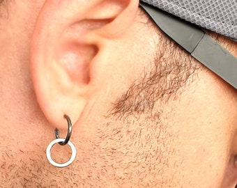 Mens Hoop Earring Mens Dangle earring, Black Earring for men Huggie Earring Oxidized Sterling Silver Earring men jewelry Men Stylish Earring