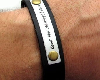 Custom Signature Bracelet for Men - Handwriting Engraved Jewelry - Personalized Father's Day Gift - Mens Birthday Gift - Keepsake for Him