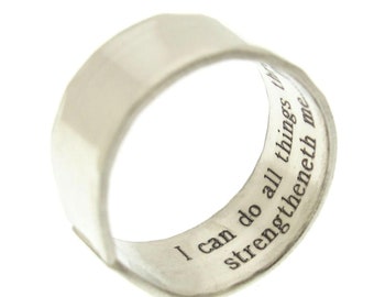 Secret Message Ring Men 925 Sterling Silver Ring for men Customized Open Band Ring Silver wide ring Mens Ring Birthday gift for him