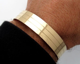 Mens Gold Cuff Bracelet Wide Mens Bracelet Gold Line Bracelet for Men Gift For men Gold Cuff Mens Designer Jewelry Anniversary gift