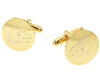 Gold Cuff Links - Personalized Cufflinks, Wedding Gold cufflinks, Groomsmen Gifts Husband Gift Gift for Men, Gift for Him Engraved cufflinks