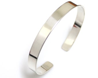Flat Silver Cuff Bracelet Open End Bangle Cuff for Men Bracelet mens bracelet Custom Mens Bracelet Gift Mens Jewelry