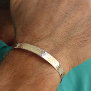 textured silver cuff for men