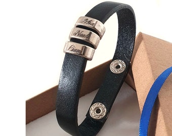 Pulsera personalizada para hombre, pulsera con nombre para niños, regalo de cumpleaños para papá, regalo para esposo, regalos para papá, pulsera de cuero para niños.
