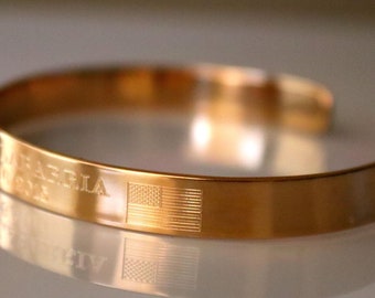 Custom Gold Military Memorial Bracelet, USA Flag Bracelet, Personalized Husband Gift - Military gift for Veteran, Mens Birthday Gift for him
