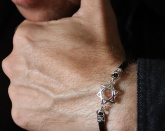 Mens Jewish Bracelet Sterling Silver Star of David Bracelet for men Jewish Jewelry Gift for Him Magen David Bracelet Handmade Jewish Jewelry