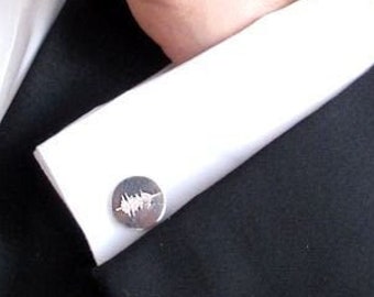 Personalized Cufflinks - Anniversary Gift - Groomsmen Gifts Soundwave Cufflink GPS Coordinates Gift for him Mens Custom Engraved Cufflinks