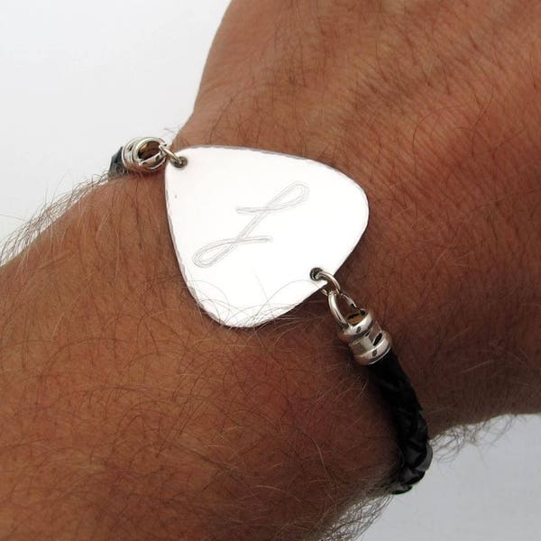 Custom Guitar Pick Bracelet Gift for musician Personalized Gifts for Him Personalized Bracelet Mens gift for recovery Boyfriend Gift