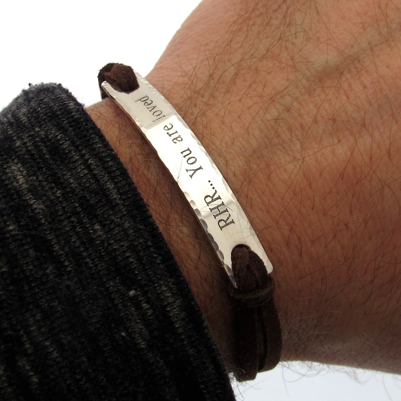 You Are Loved Bracelet for men nephew gift Personalized Leather Bracelet Engraved Mens Bracelet inspirational bracelet Boyfriend Gift