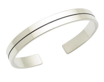 Personalized Sterling Silver Cuff Bracelet for Men: Engraved Hidden Message