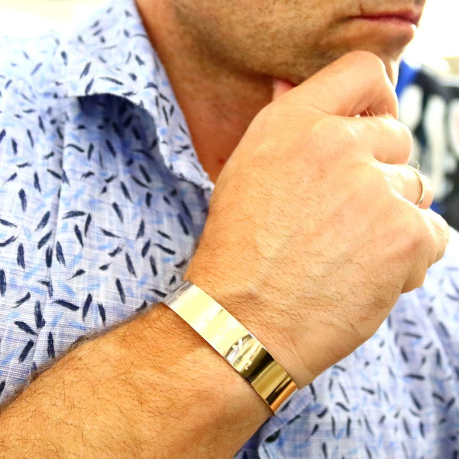 Mens Gold Cuff Bracelet Wide Mens Bracelet Gold Line Etsy