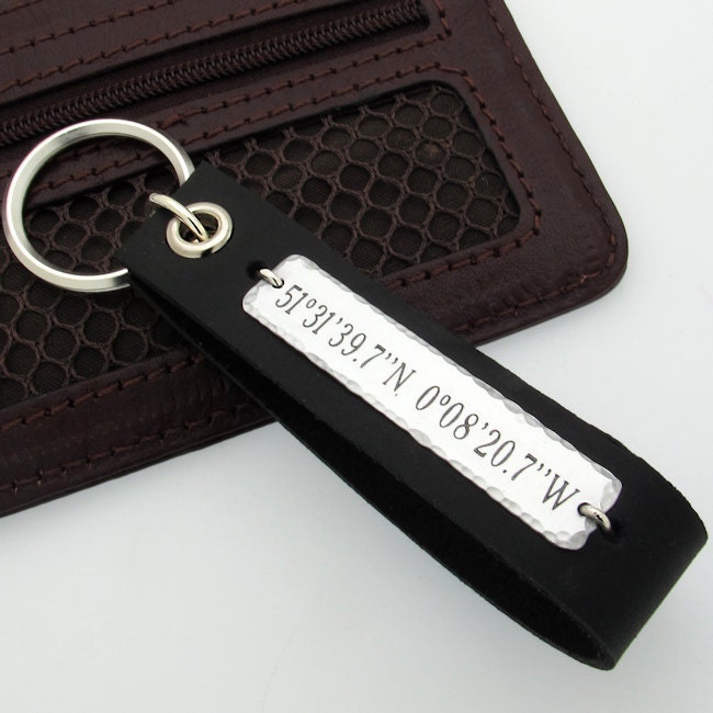 Custom Mens Keychain Personalized Leather Keychain Groomsmen Etsy
