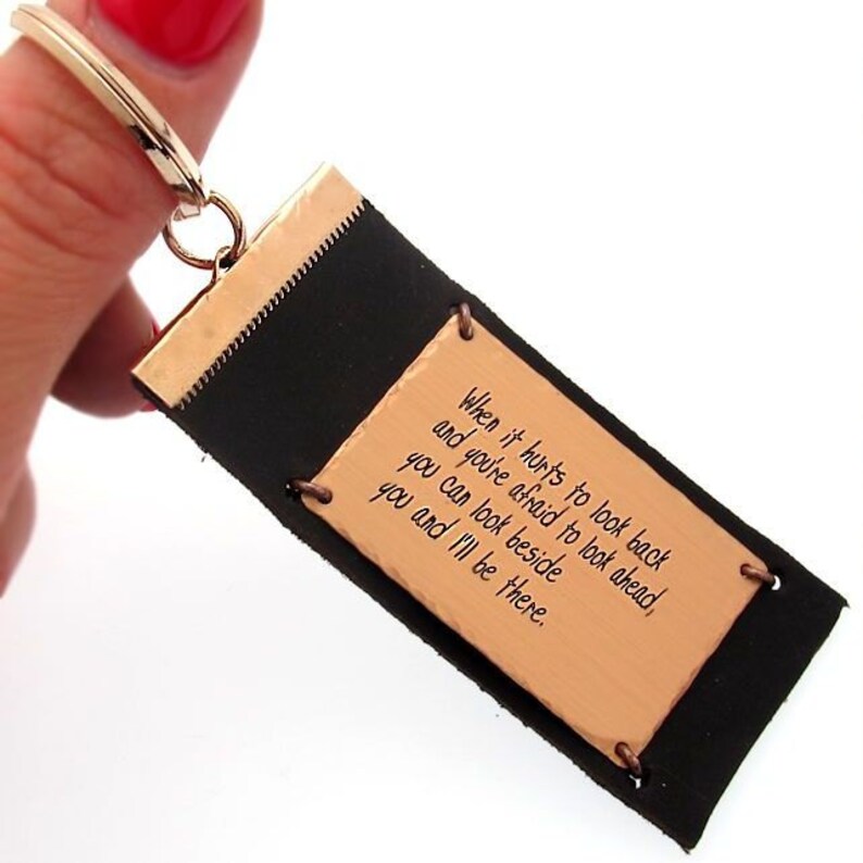 Inspirational Keychain for men Personalized Leather Keychain Etsy