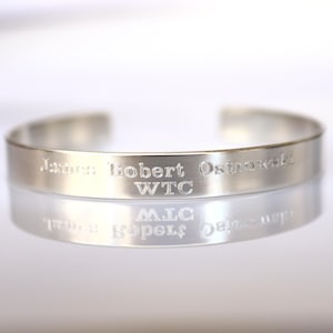 Engravable Cuff Bracelet in Silver - Mens Personalized Bracelet - 925 Sterling silver 8mm wide - Unisex size Boyfriend Gift, Husband Gift